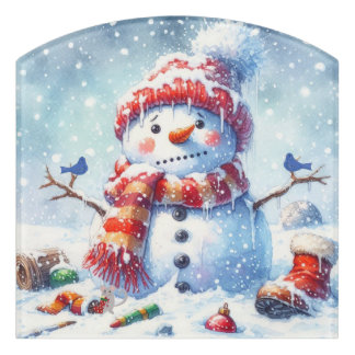 Snowman Iced Over Door Sign