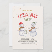 Snowman illustrated Christmas party invitation