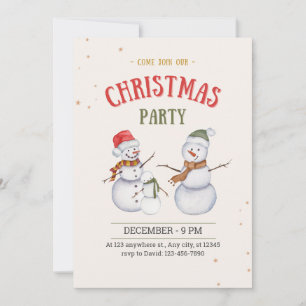 Snowman illustrated Christmas party invitation