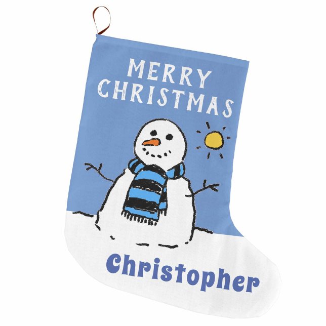 Snowman Image on a Personalised Large Christmas Stocking (Creator Uploaded)
