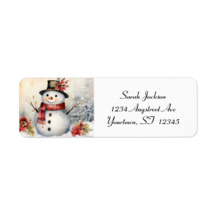 Snowman in a Black Hat Label