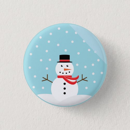 Snowman in a Snow Globe Button