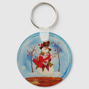 Snowman in a Snow Globe Keychain