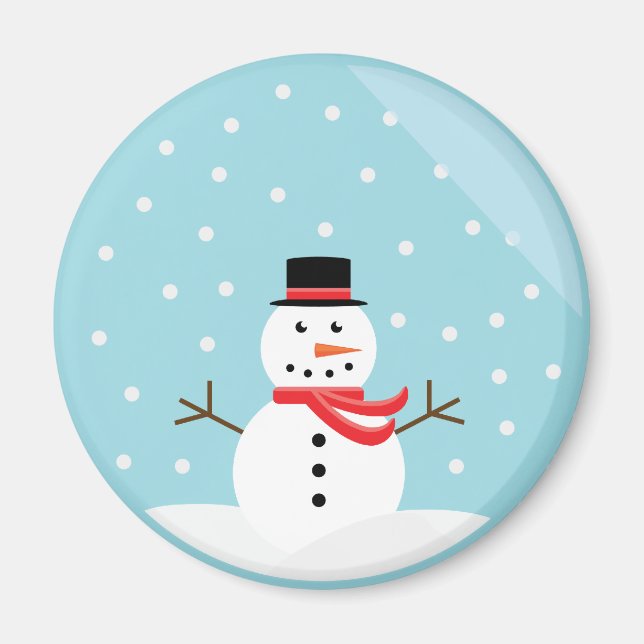 Snowman in a Snow Globe Magnet - Customized (Front)