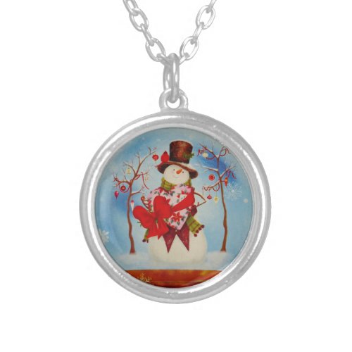 Snowman in a Snow Globe Silver Plated Necklace