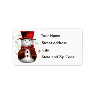 Snowman in a Top Hat Return Address Label