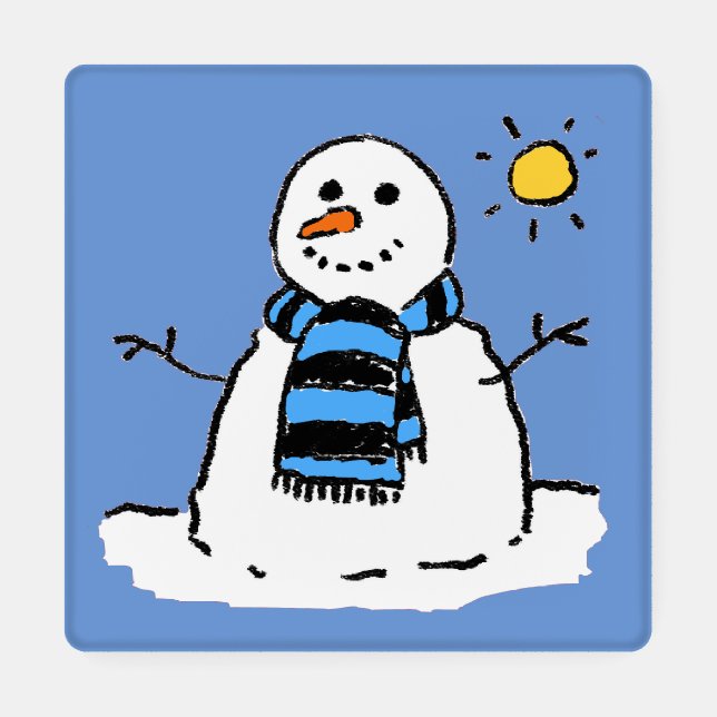 Snowman in a Winter Scene. Coaster Set (Single)