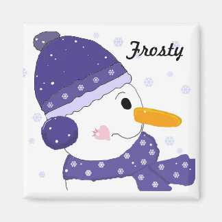 Snowman in Blue Hat and Scarf Magnet