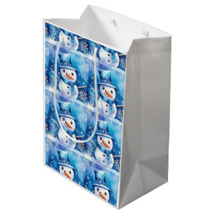 Snowman in blue medium gift bag