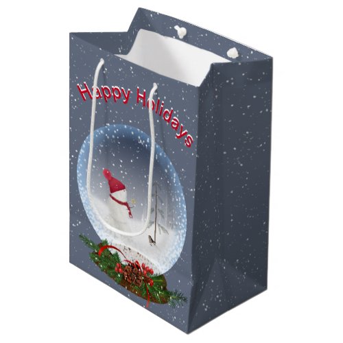 Snowman In Christmas Snow Globe Medium Gift Bag