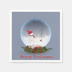 Snowman In Christmas Snow Globe Napkins