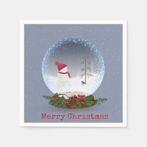 Snowman In Christmas Snow Globe Napkins