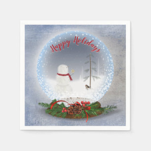 Snowman In Christmas Snow Globe Napkins