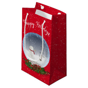 Snowman In Christmas Snow Globe  Small Gift Bag