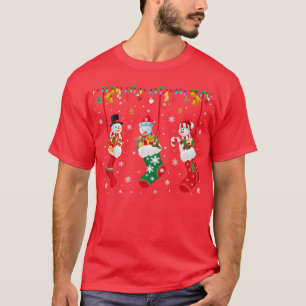 Snowman In Christmas Socks Christmas Light Snowman T-Shirt