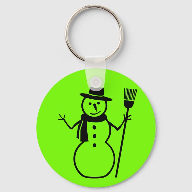 snowman in fluorescent  green keychain (Front)