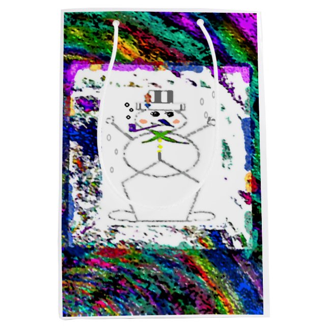 "Snowman in Living Color" (Medium) Gift Bag (Front)