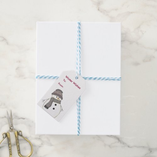 Snowman in Plaid Gift Tags