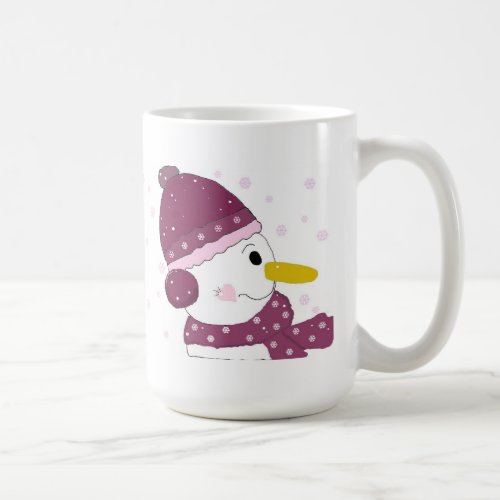 Snowman in Purple Hat and Scarf Coffee Mug