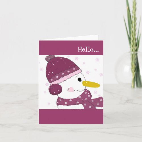 Snowman in Purple Hat and Scarf Holiday Card