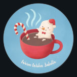 Snowman in Red Cup Warm Wishes Christmas Stickers<br><div class="desc">Decorate your Christmas presents with a cute and humorous Christmas greeting decorative sticker. It comes with a cute snowman enjoying a dip in a cup of hot cocoa chocolate with a candy cane. It is melting though. Send warm wishes and a smile to the recipient.</div>