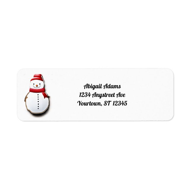 Snowman in Red Cutout Label (Front)