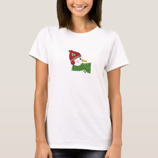 Snowman in Red Hat and Green Scarf T-Shirt