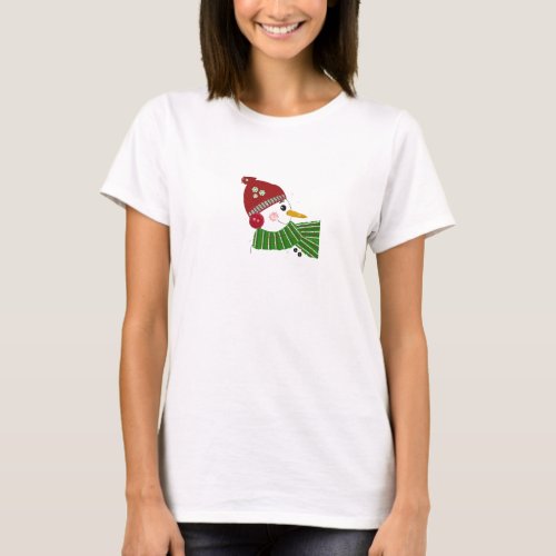Snowman in Red Hat and Green Scarf T_Shirt