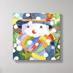 Snowman in snow 2011 canvas print