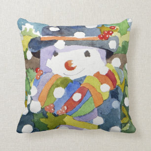 Snowman in snow 2011 throw pillow