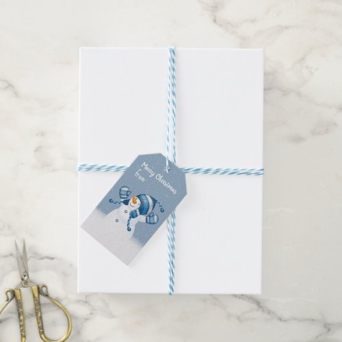 Snowman In Snowflakes Gift Tags