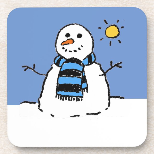 Snowman in Sunshine Beverage Coaster (Front)