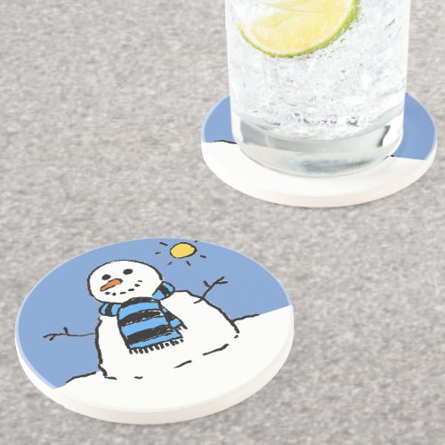 Snowman in Sunshine Christmas coaster