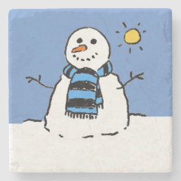 Snowman in Sunshine Christmas Stone Coaster
