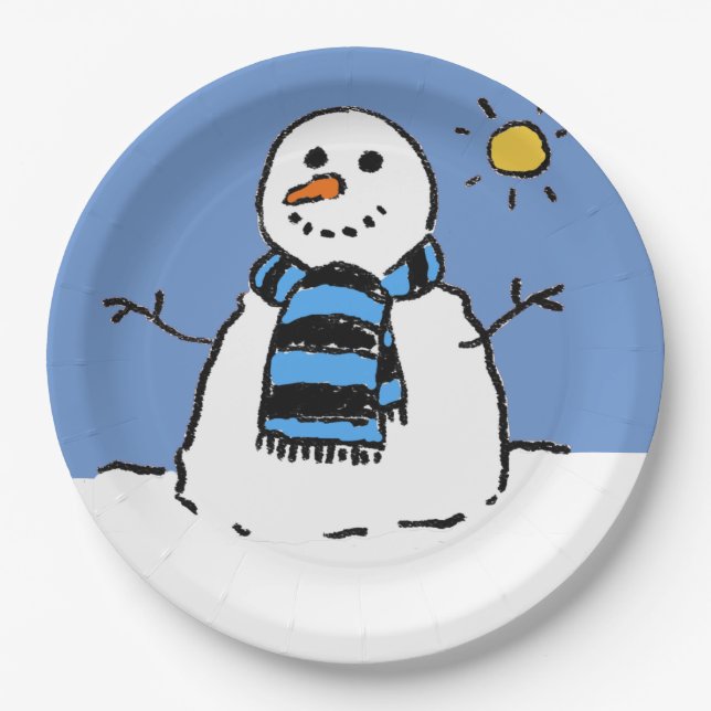 Snowman in Sunshine Paper Plates (Front)