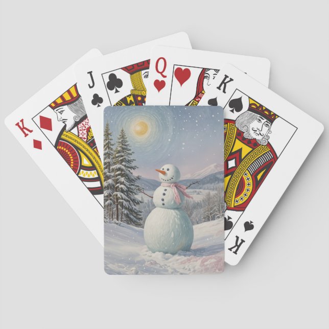 Snowman in the Alpine Glow Poker Cards (Back)