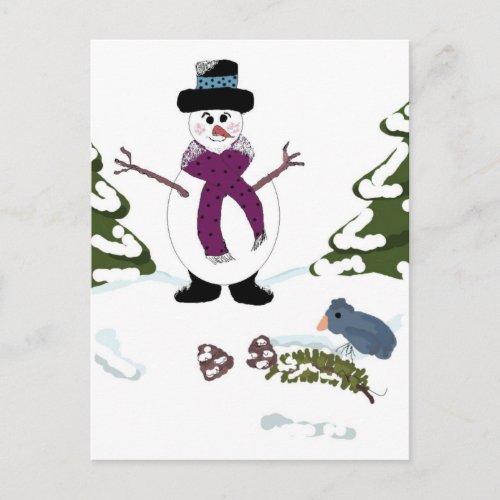 Snowman in the Forest Postcard