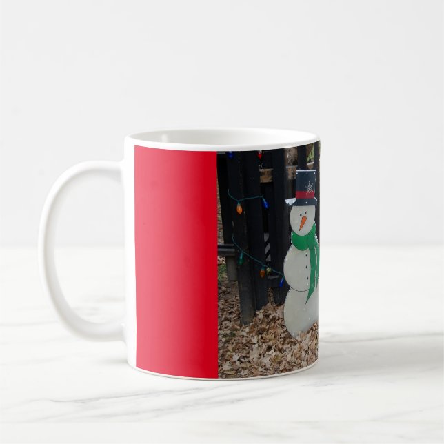 Snowman in the winter for Christmas Coffee Mug (Left)