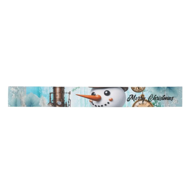 Snowman in Time! Steampunk Snowman Satin Ribbon (Front)