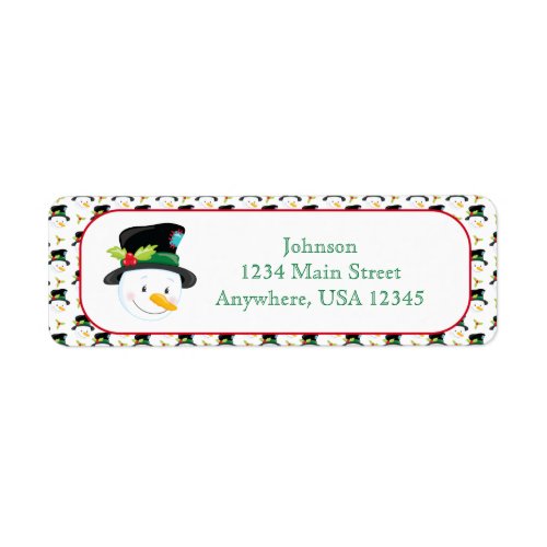 Snowman in Tophat Personalized Label