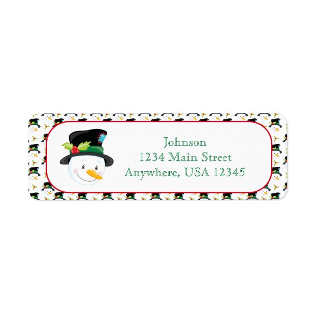 Snowman in Tophat Personalized Label (Front)