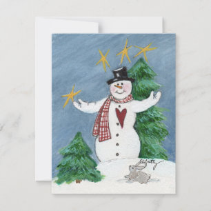Snowman in Tophat says Welcome Christmas Holiday C Card