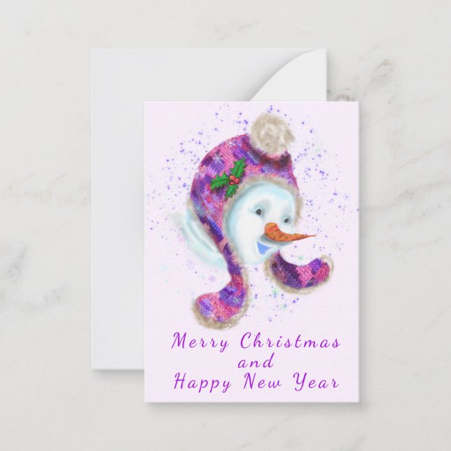 Snowman In Winter Hat Christmas Card (Front)