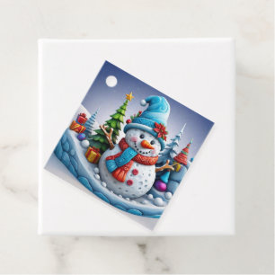 Snowman in Winter Landscape - Favor Tags