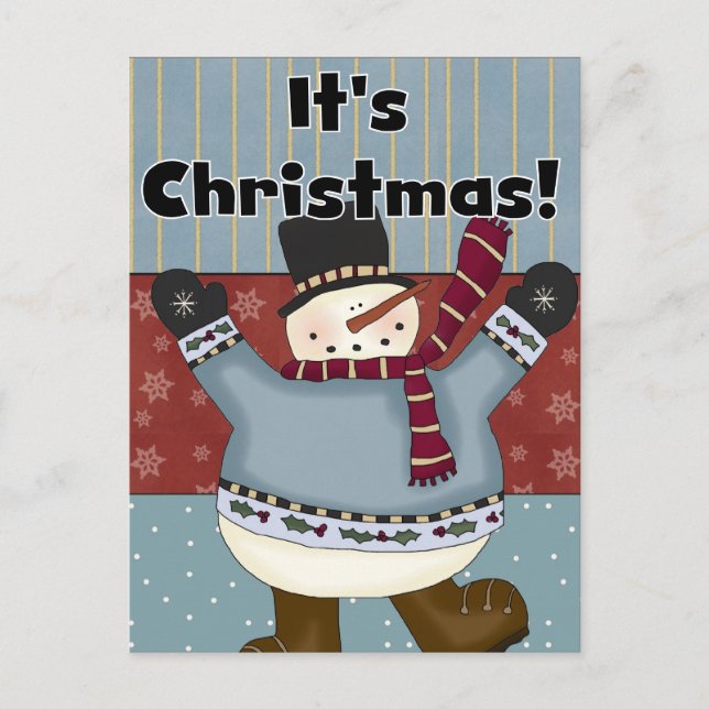 Snowman It's Christmas Greeting Cards (Front)