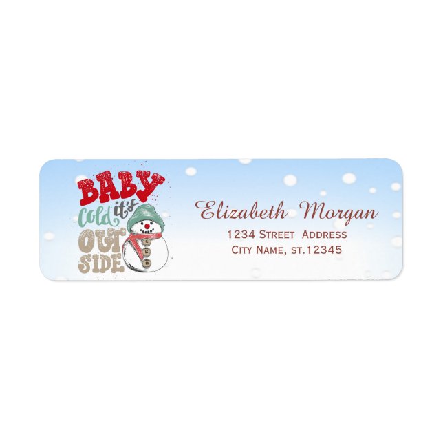 Snowman, It's Cold Outside,Mery Christmas Label (Front)