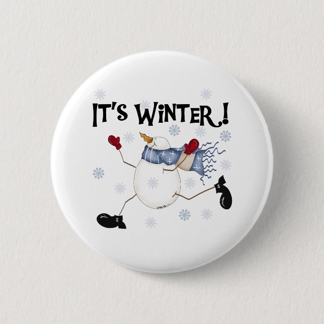 Snowman It's Winter Button (Front)