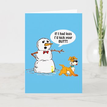 Snowman Joke Blue Holiday Card by ironydesign at Zazzle