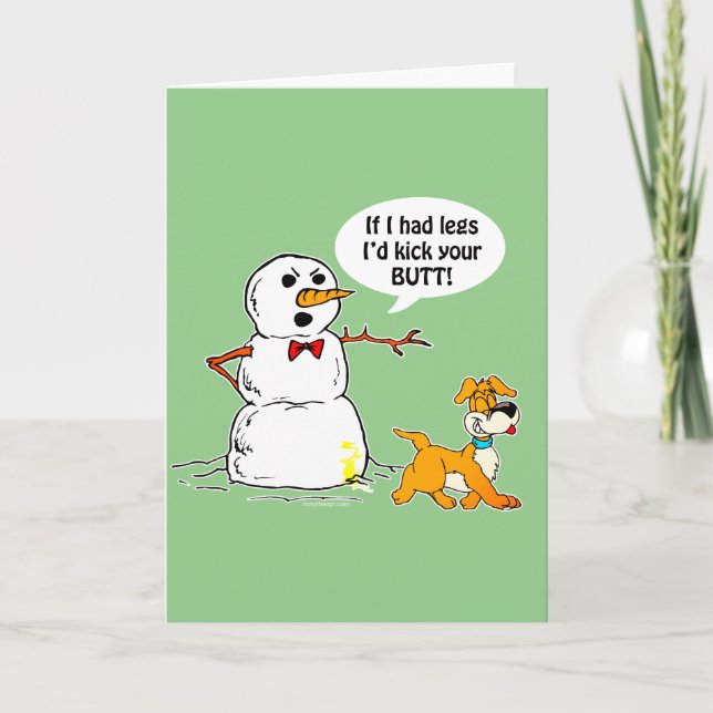 Snowman Joke Green Holiday Card (Front)