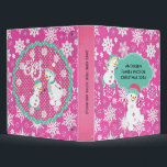 Snowman Joy Christmas Holiday Custom Binder<br><div class="desc">Our Snowman Joy personalized Christmas holiday binder is so pretty, cheery, colorful, and fun! This whimsical Christmas binder is great for recipes, papers, photos, etc. The front features two adorable snowmen with a teal blue banner you can add your own text to on a hot pink with big white snowflakes...</div>